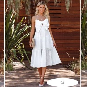 Vici Frederica Cotton Tiered Midi Dress - White - Small - NWT